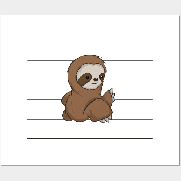 Slothy Shy Cute Lazy Kawaii Baby Sloth Wall Art by SkizzenMonster